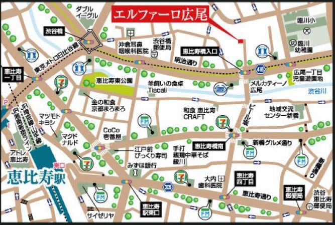 エルファーロ広尾 地図（共通）