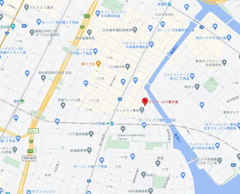 クレアール八重洲通 地図（共通）