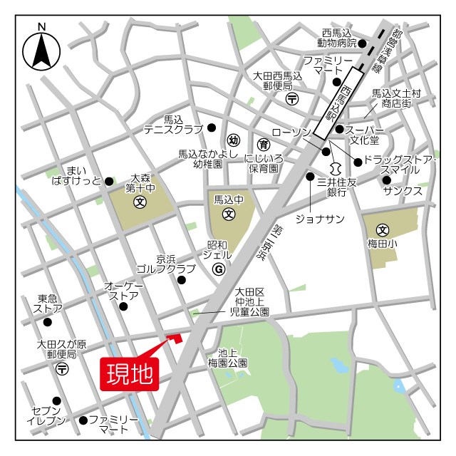 アジールコート西馬込 地図（共通）
