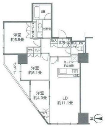 カスタリアタワー品川シーサイド 間取り