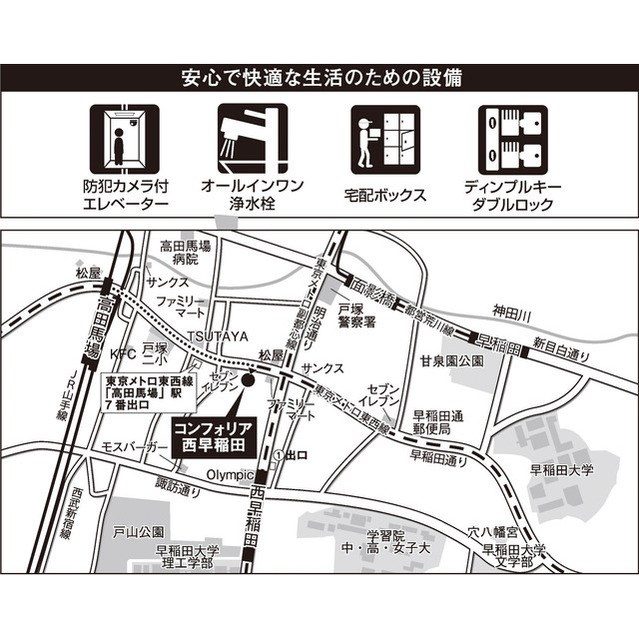 コンフォリア西早稲田 地図（共通）