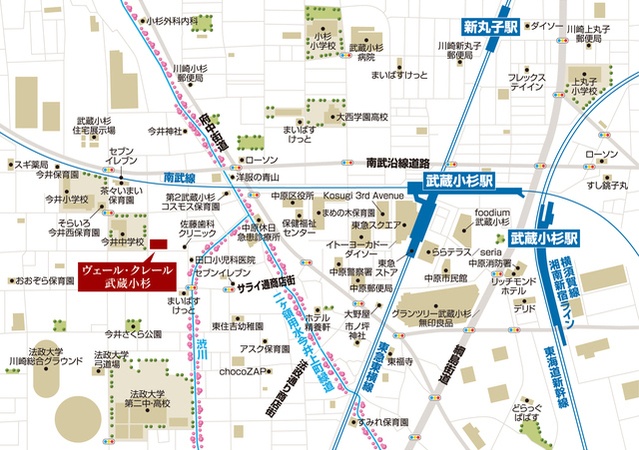 ヴェール・クレール武蔵小杉 地図（共通）