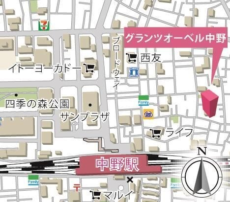 グランツオーベル中野  地図（共通）