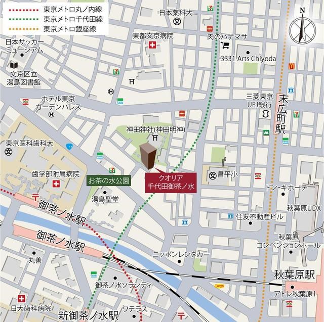 クオリア千代田御茶ノ水 地図（共通）