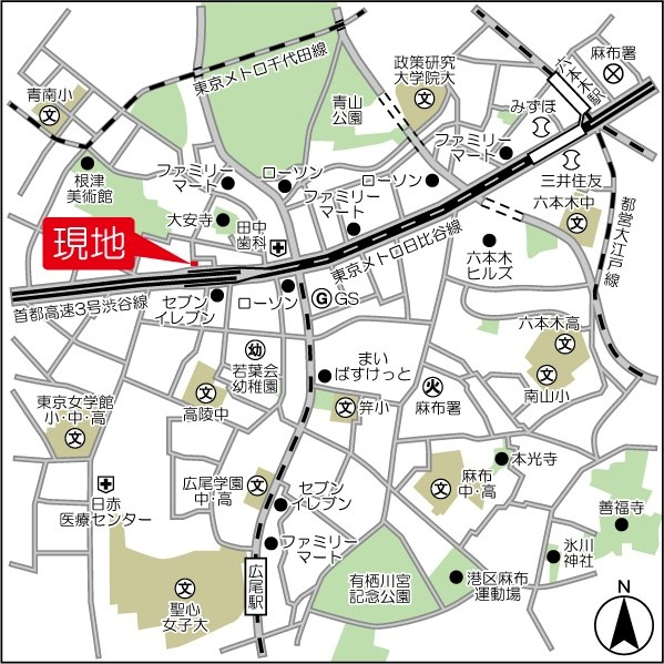 ドゥーエ西麻布Ⅰ 地図（共通）