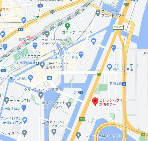 ビレッジハウス芝浦タワー1号棟 地図（共通）