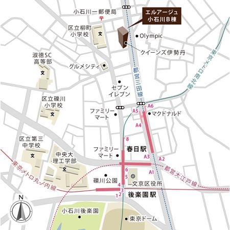 エルアージュ小石川B棟 地図（共通）
