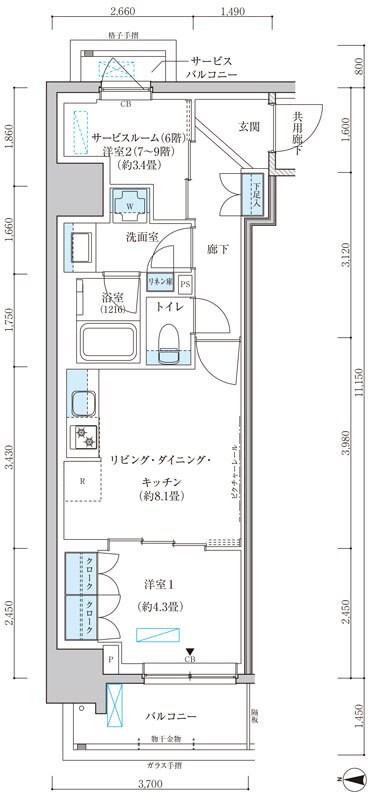 パークアクシス池袋イースト 間取り