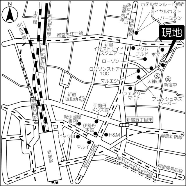 エスティメゾン東新宿 地図（共通）