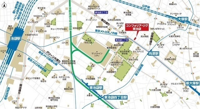 コンフォリア・リヴ東池袋 地図（共通）