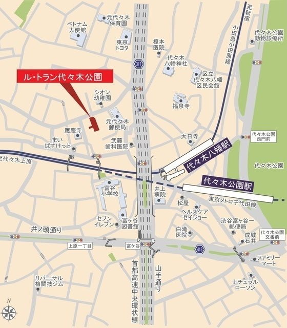 ル・トラン代々木公園 地図（共通）