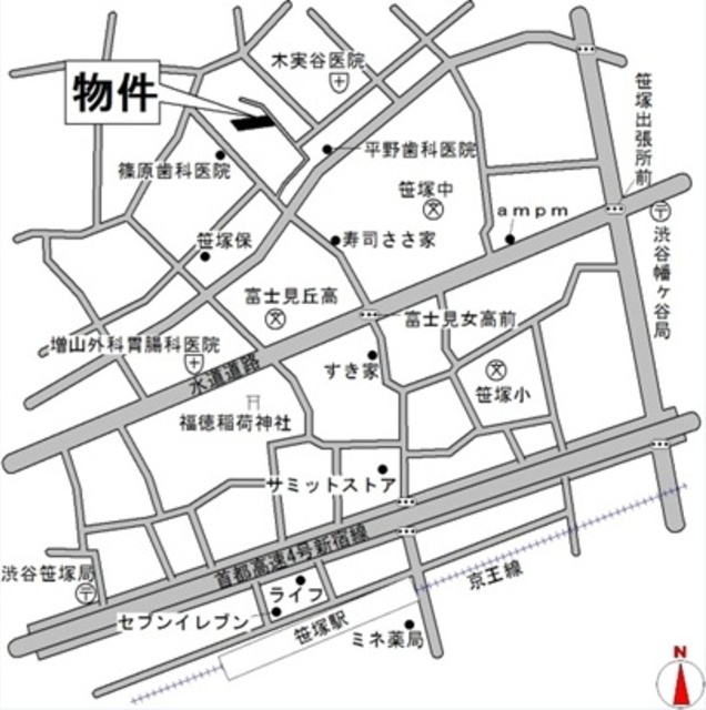 東京都渋谷区笹塚３丁目 地図（共通）