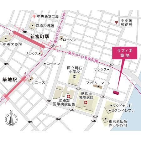 ラフィネ築地  地図（共通）