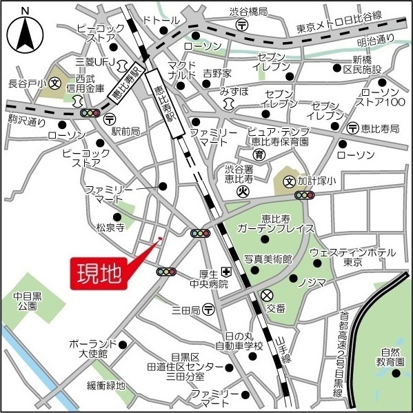 恵比寿向山スカイハイツ 地図（共通）