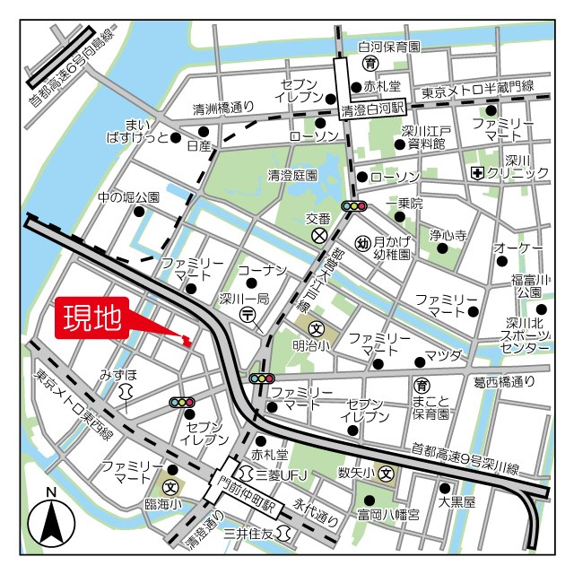 アジュールテラス門前仲町 地図（共通）