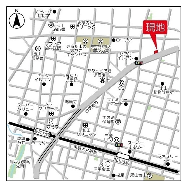 アモー等々力 地図（共通）