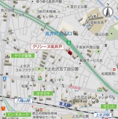 グリシーヌ高井戸 地図（共通）
