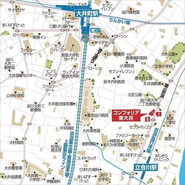 コンフォリア東大井Ⅱ 地図（共通）