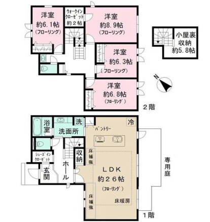 世田谷区成城917戸建賃貸 間取り