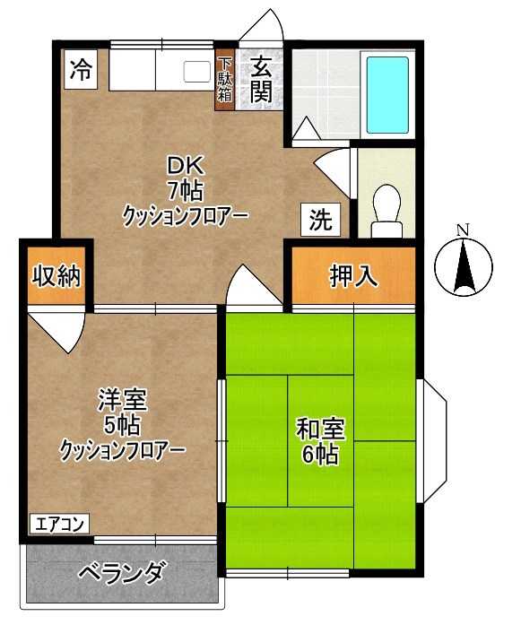 ハイツブルーファームパートⅡ  201号室 間取り