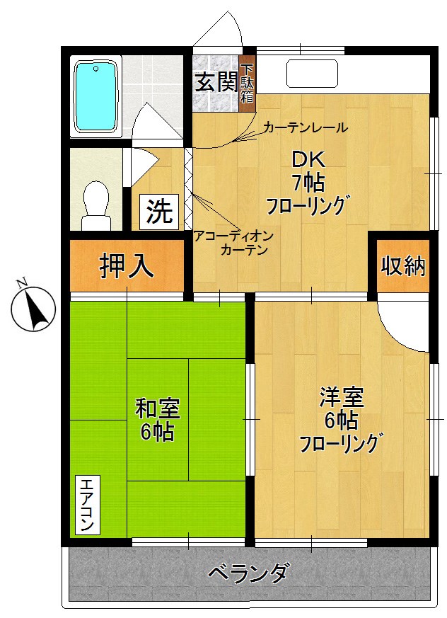 ペアーパレスA 205号室 間取り