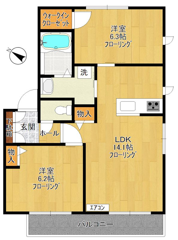 アルフラット 202号室 間取り