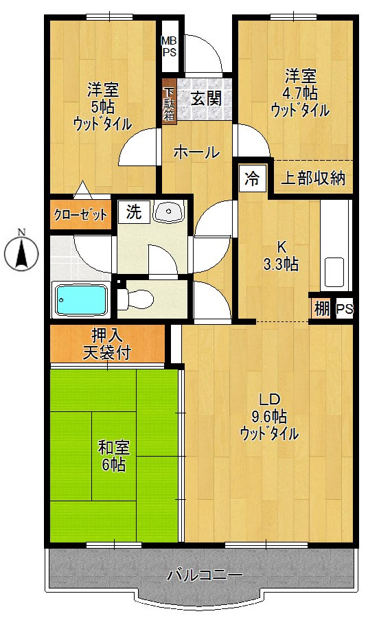 サンライズ多摩 203号室 間取り