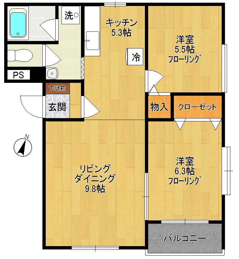 エルグラン 102号室 間取り