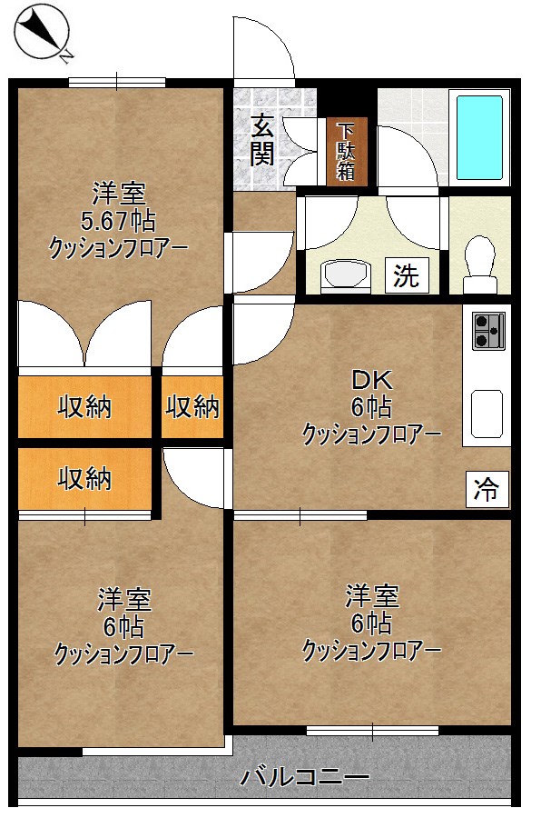 リバーサイドパレス 104号室 間取り