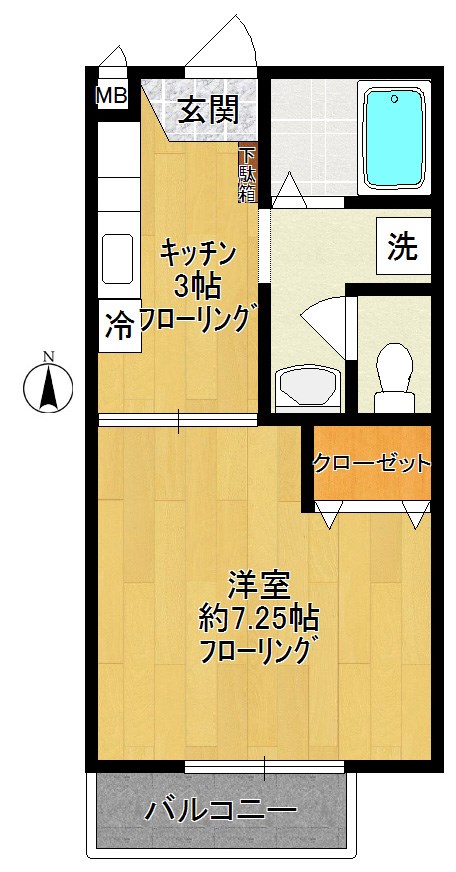 ハピネスB 102号室 間取り