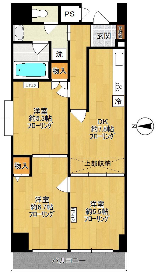 メゾンドシャングリラA棟 601号室 間取り