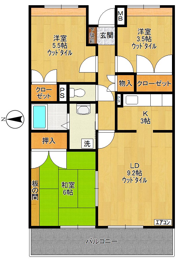 グリーンコート稲城 208号室 間取り
