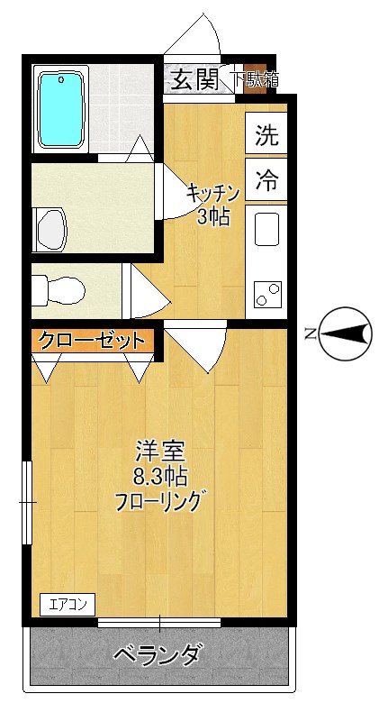 スクエアⅡ 405号室 間取り