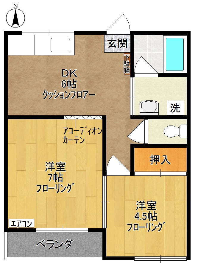 ハイツグリーン＆ブルー   102号室 間取り