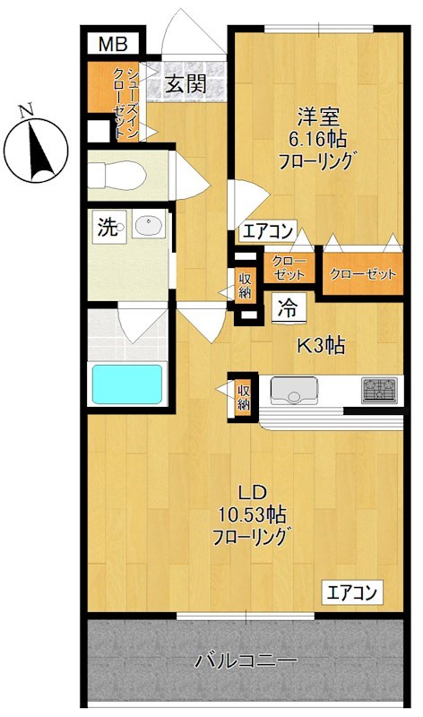 ガーデンビィラ六番館 A106号室 間取り