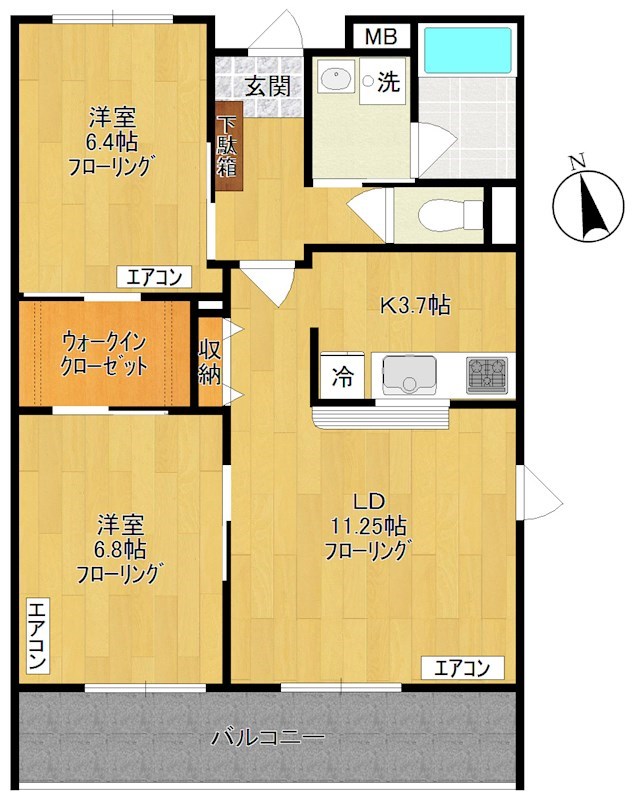 ガーデンビィラ六番館 A102号室 間取り