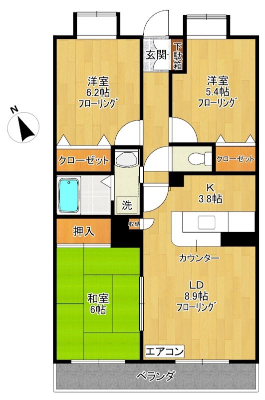 プラザサニーサイド 308号室 間取り