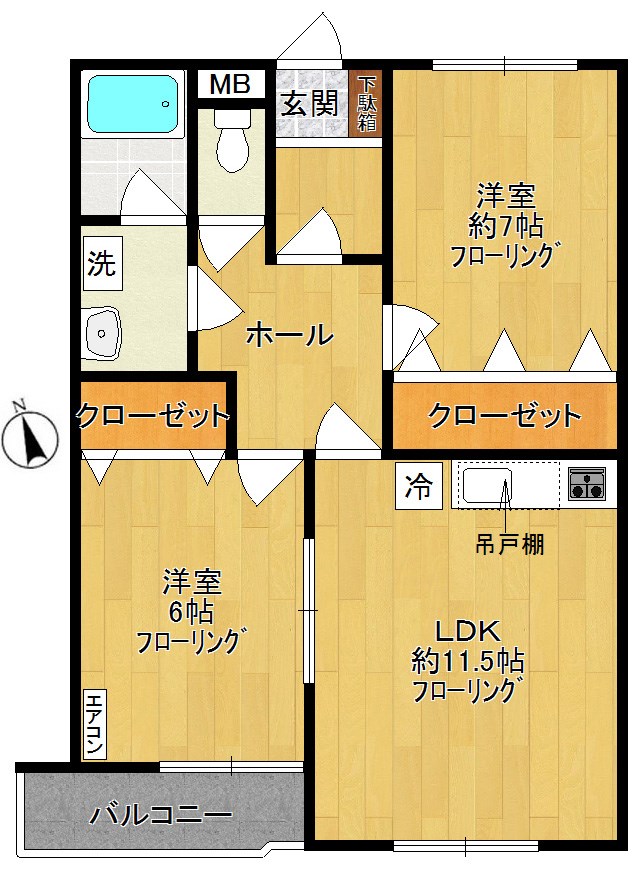プラウトン 105号室 間取り