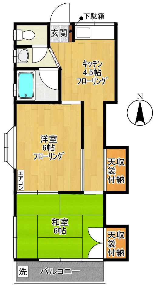 大原ハイツ  222号室 間取り