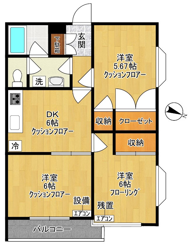 リバーサイドパレス 201号室 間取り