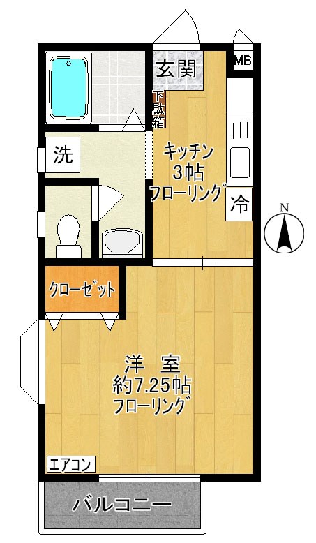 ハピネスB 205号室 間取り