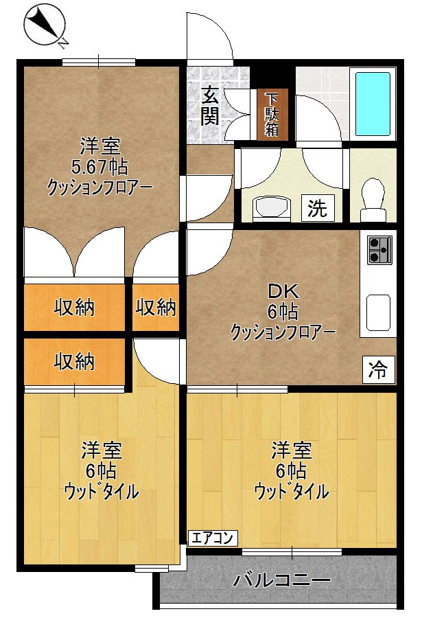 リバーサイドパレス 202号室 間取り