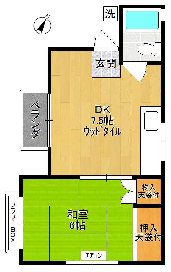 第2新町ハイツ 101号室 間取り