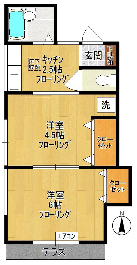 第2おおしま荘1号棟  2号室 間取り