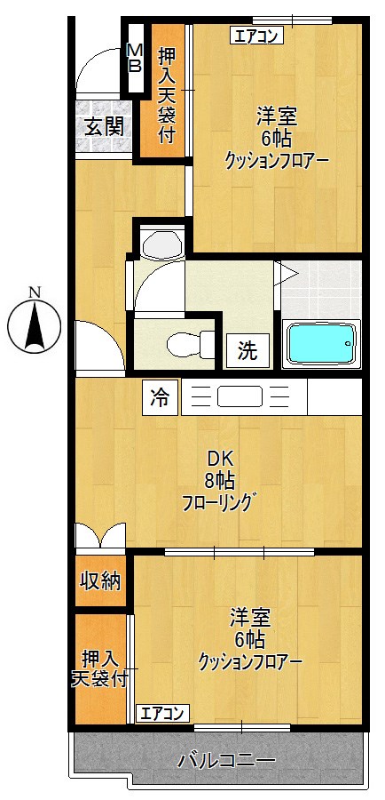 ハイライフ TASHIRO 103号室 間取り