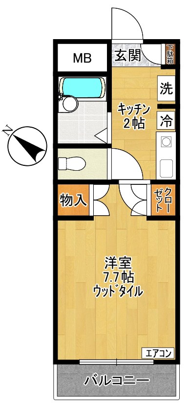 コスモ24 307号室 間取り