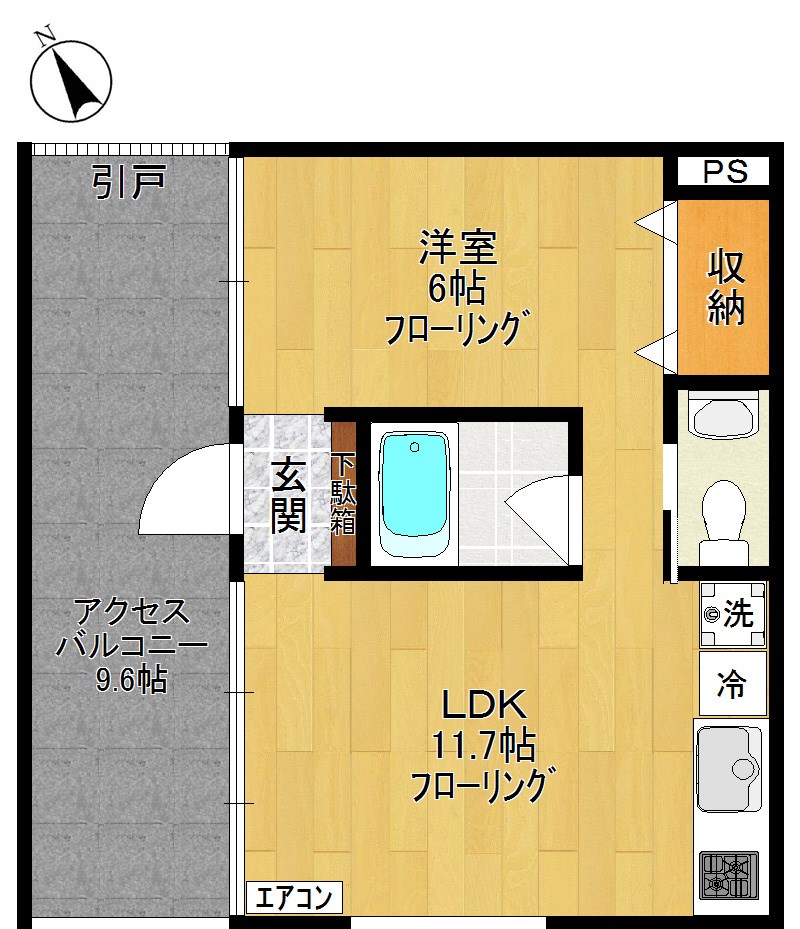ノーザンテラス 104号室 間取り
