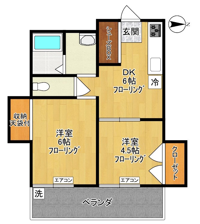 白ばらハイツ 101号室 間取り