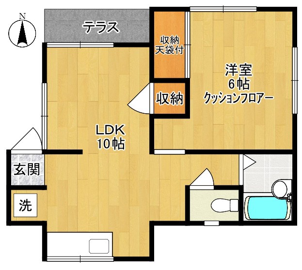 久保寺アパート 2号 1F号室 間取り