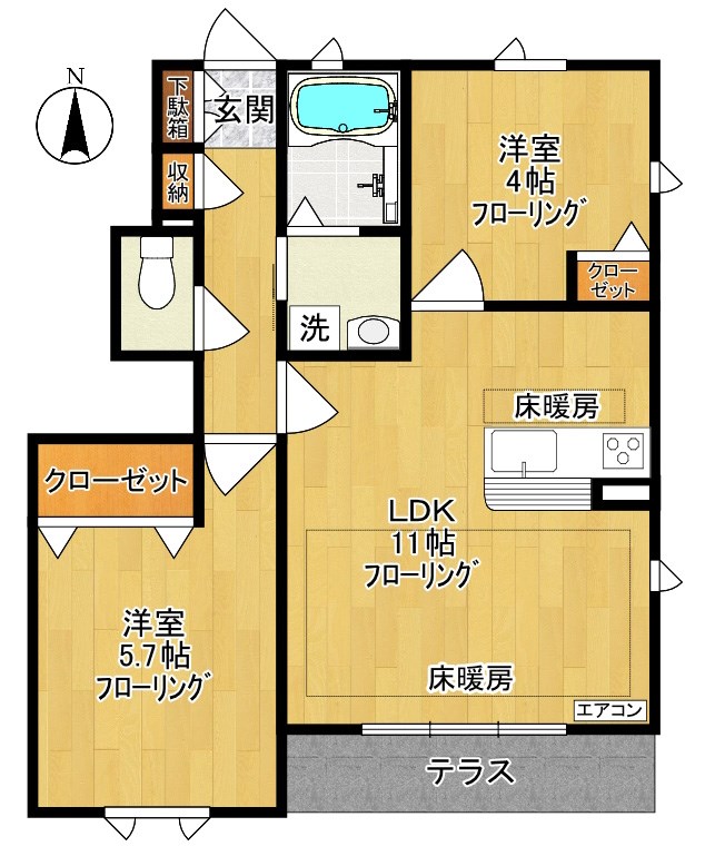 プレミア凛樹Ｒ Ｒ3号室 間取り